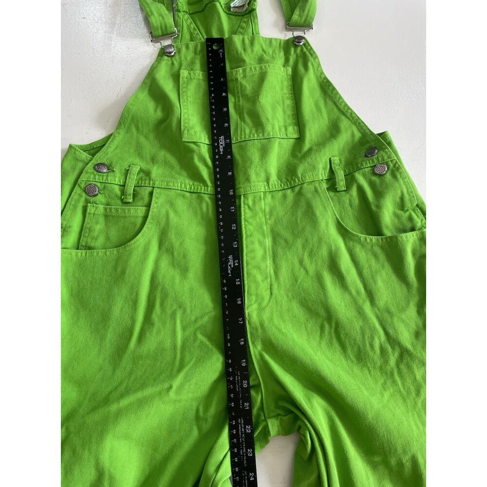 Vintage WATCH L.A. Overalls Womens XL Cotton Denim Jeans GREEN Bibs USA 90s - Picture 3 of 13